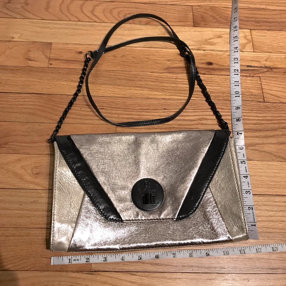 NWT Elliott & Lucca Leather Metallic ColorBlock messenger crossbody envelope